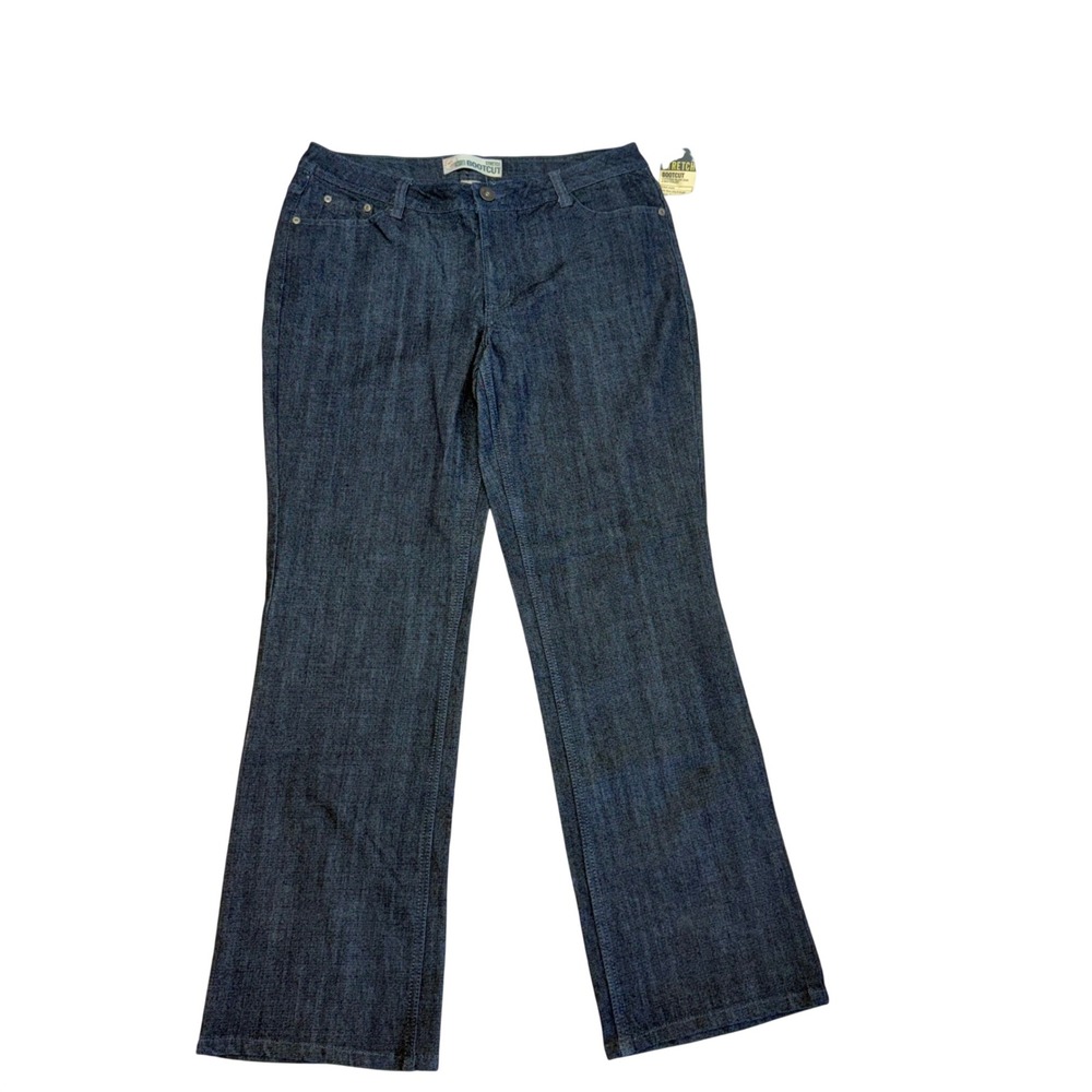 Faded Glory Bootcut Jeans Womens 12‎ Dark Rinse Stretch Embroidered Pocket Denim